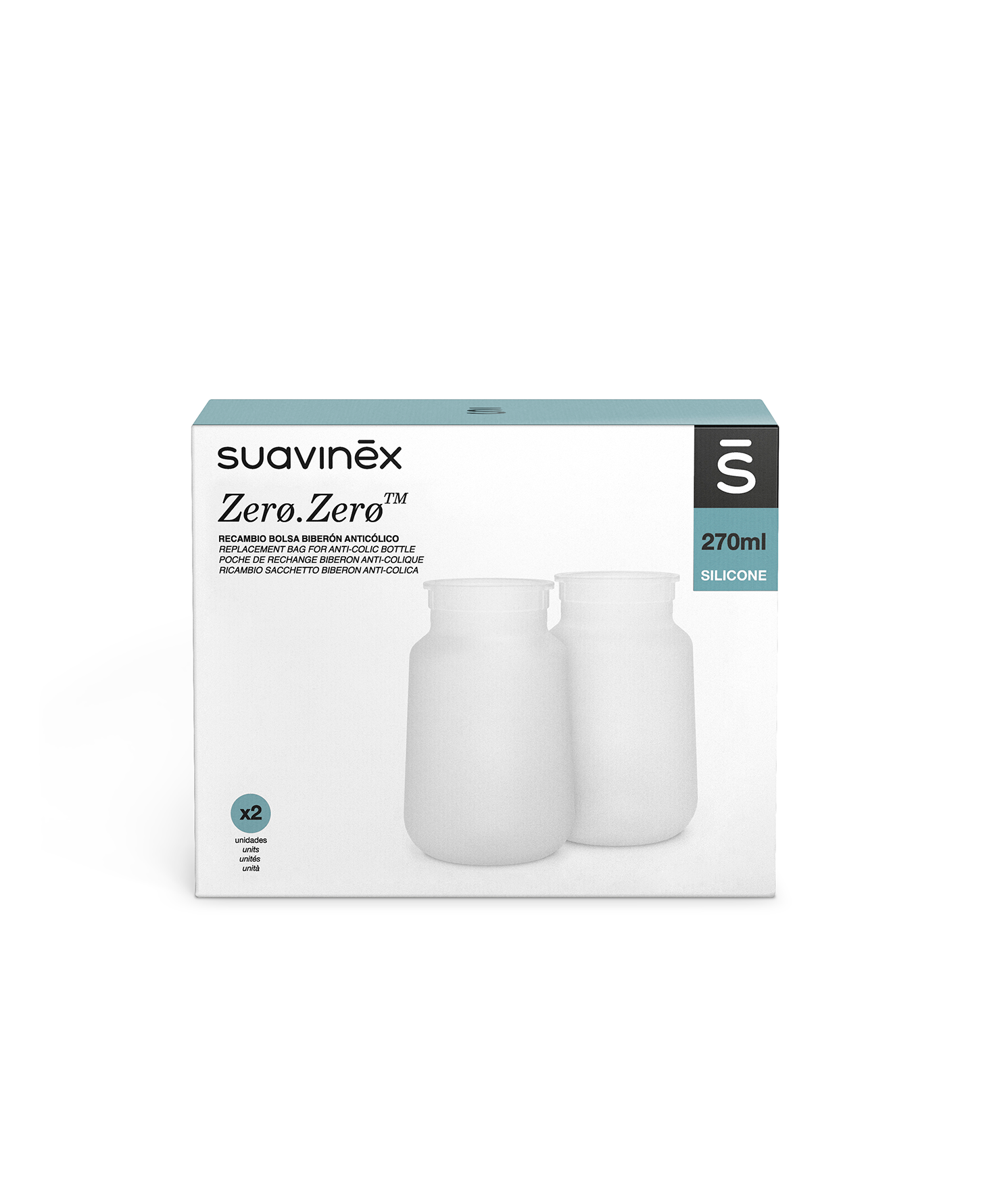 SĂCULEȚ ANTICOLICI DIN SILICON 270 ML ZERO ZERO SUAVINEX Infant.ro